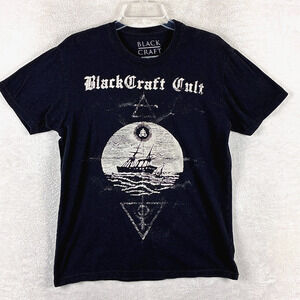 Blackcraft Cult TShirt Mens M Black White Ship Witchcraft Occult Goth Emo Metal
